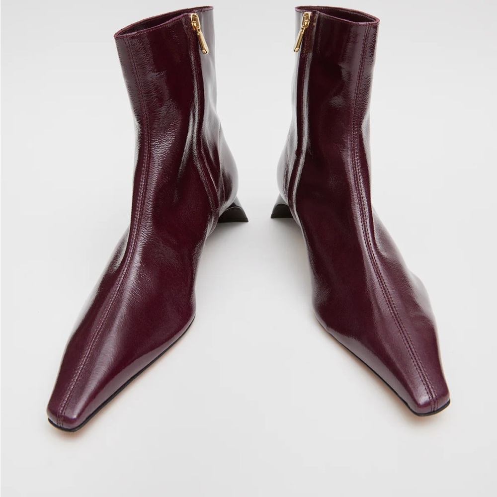 Tibi Deep Burgundy Ankle Boots